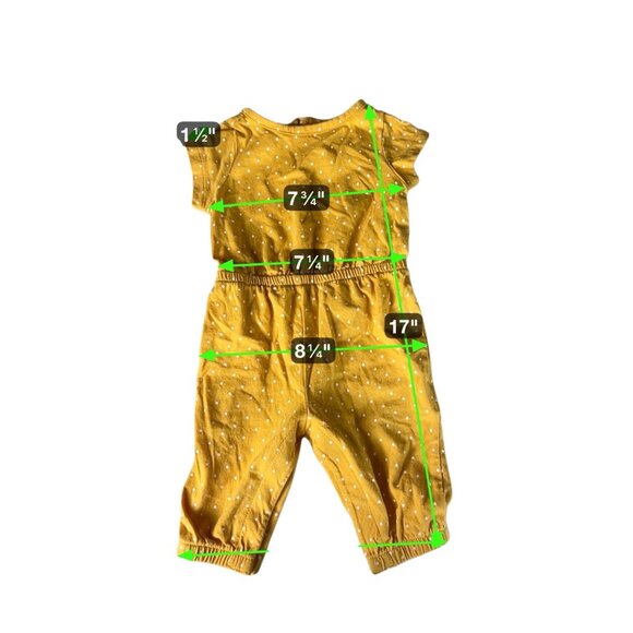 Old Navy Baby Girls Jumpsuit Yellow White Polka Dots Short Sleeve 0-3M One Piece - Picture 3 of 11